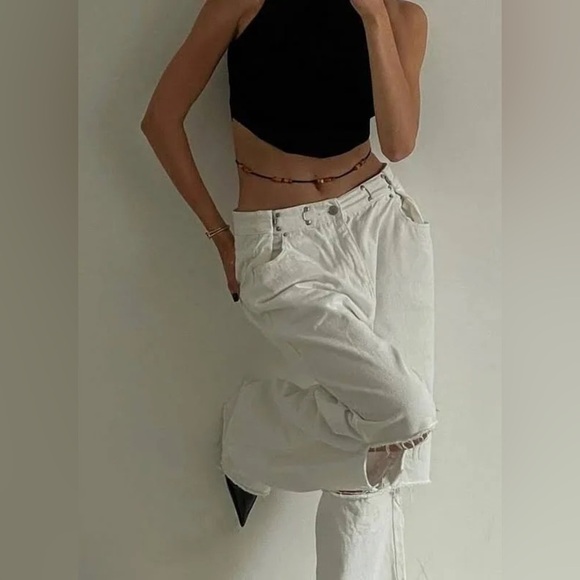 NWT Storets Vera Slash White denim Cutout Jeans baggy boyfriend oversized S M - Picture 7 of 15